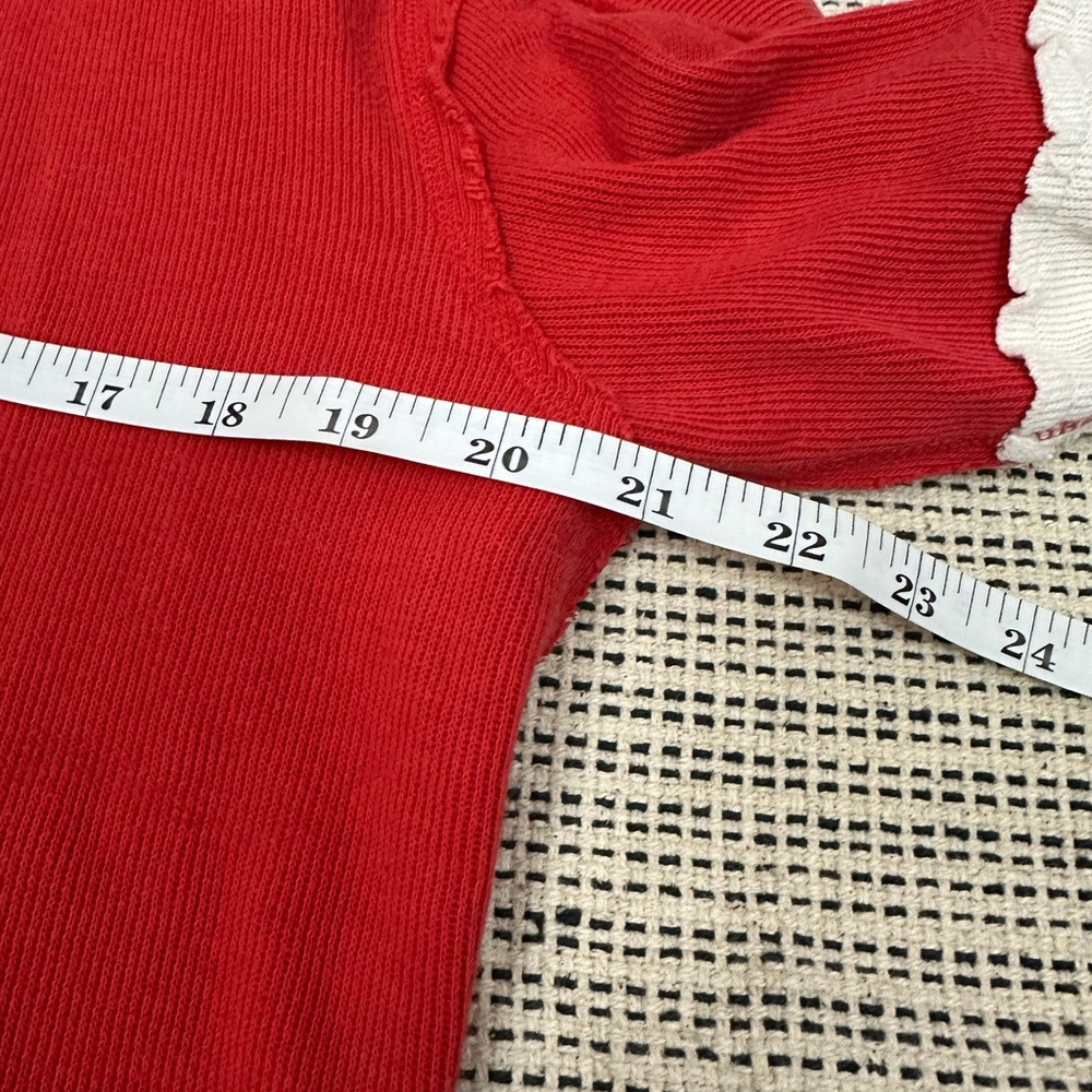 Adidas Boston University Hockey Red White Distressed Team Long Sleeve Sweatshirt - Picture 4 of 7